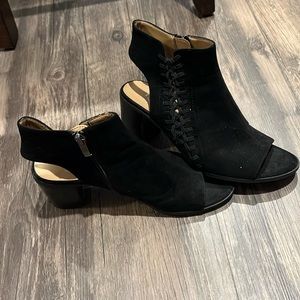 Franco sarto black suede peep toe booties size 6.5M
